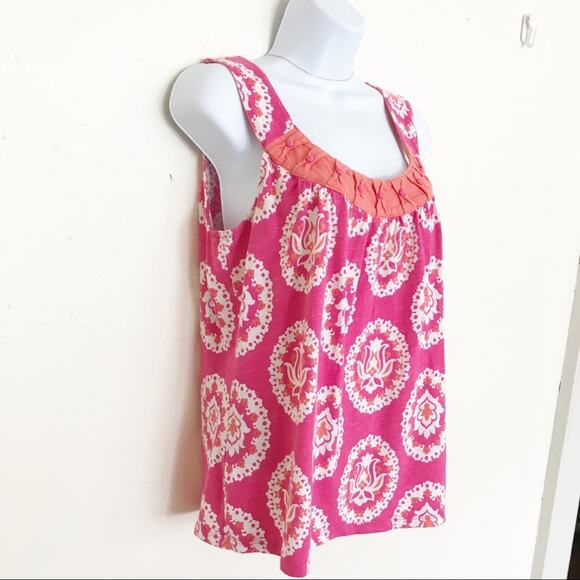 BODEN Zoey Orange & White Print Tank Top With Beaded Neckline, 8 (M) - Picture 6 of 9
